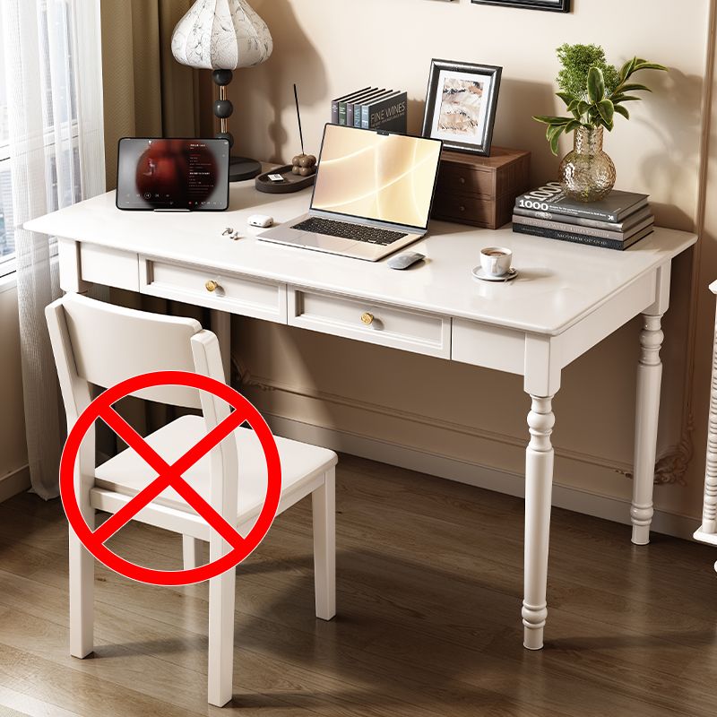 Chalk/Dove Grey/Ink Rectangular Lumber Office Desk with Compartment in a Classic Style