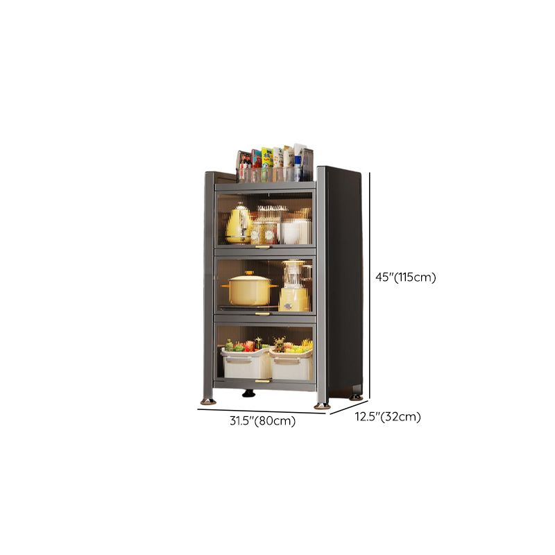 Storm Gray Microwave Shelf Cabinet with Metal Countertop, Self-supporting