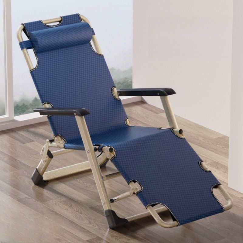 Contemporary Solid Color Arm Recliner in Black/Dove Grey/Blue with Alloy Frame, Non Rocking Base, Locking Back Angle, and Independent Back Movement