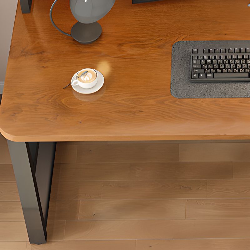 Black/Chalk Rectangle Metal Base Table with Wear Resistance, Shelves, Toboggan Base, Cable Management, and Rounded Corners