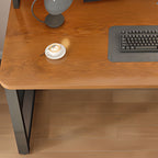Black/Chalk Rectangle Metal Base Table with Wear Resistance, Shelves, Toboggan Base, Cable Management, and Rounded Corners