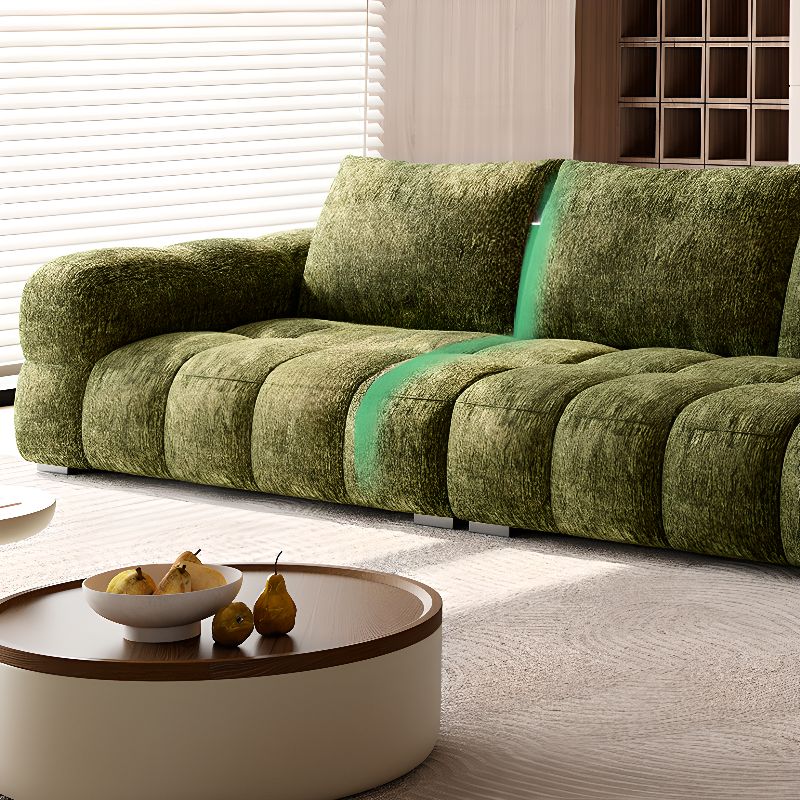 Contemporary Modern Solid Color Water Resistant Standard Sofa with Soft-pile Fabric in Olive Green for 3/2 People