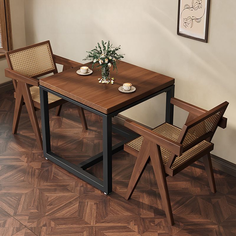 Industrial Rectangle/Square Solid Wood Table with Eased Edges, No Seating, and Assembly Required