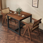 Industrial Rectangle/Square Solid Wood Table with Eased Edges, No Seating, and Assembly Required