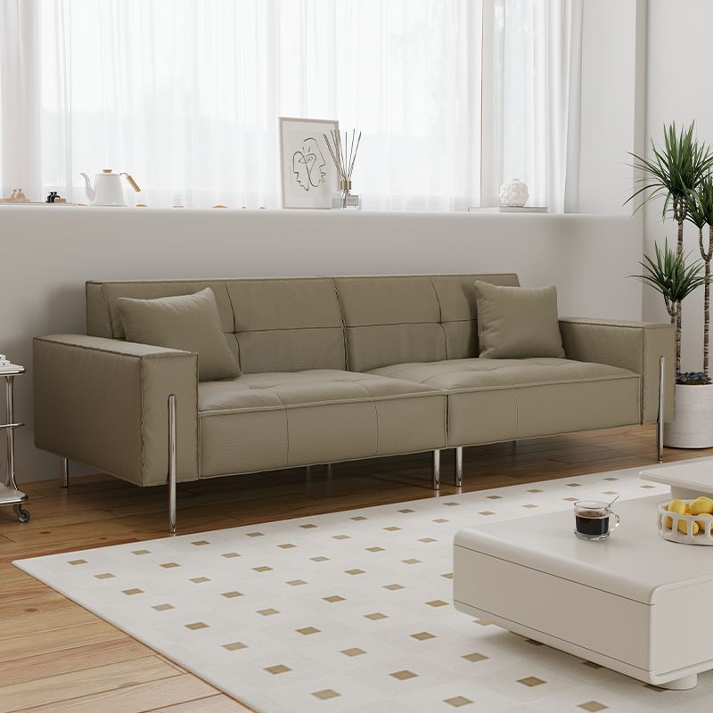 Drawing Room Standard Sofa in Dark Gray/White/Tan with Armrest