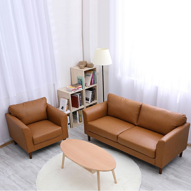 Art Deco Faux Leather Flared Arm Loveseat with Cushions for Living Room