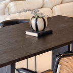 Modish Coal Solid Wood Dining Table with Legs, Fixed Mechanism, Scratch Resistant for 6-person Seat/Seats 4/Seats 10