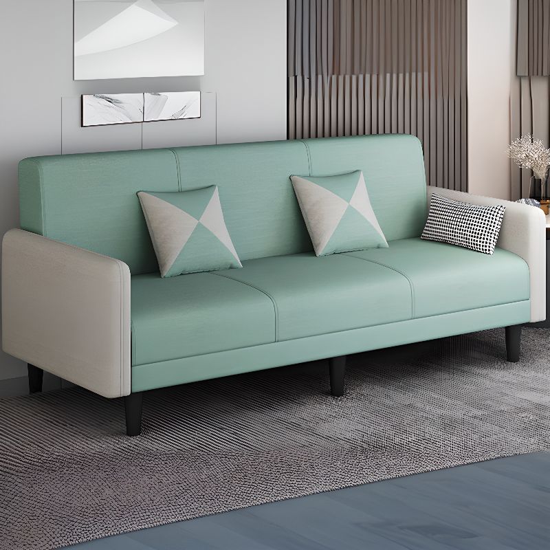 Convertible Sofa in Gray/Cerulean/Off-White with Armrest and 3 Pillows