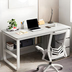 Contemporary Wood in White Writing Desk Shape in Rectangular with 3 Drawers