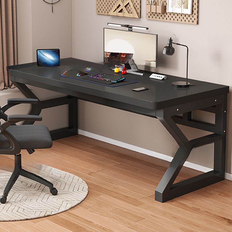 Modern Rectangular Gray/Chalk/Unfinished Color Manufactured Wood Office Computer Desk with Cable Management