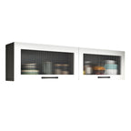 Contemporary Faux Wood Wall Mounted Display Cabinet with Acrylic Door