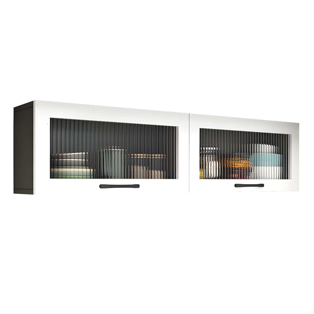 Contemporary Faux Wood Wall Mounted Display Cabinet with Acrylic Door