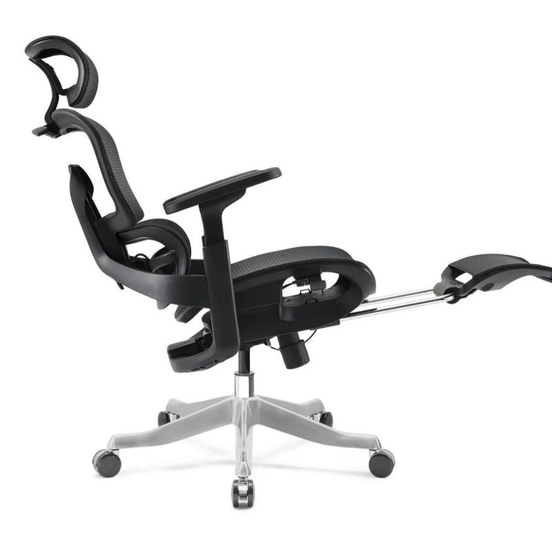 Mesh Office Chairs with Leg Rest, Waterfall Seat, Lumbar Support, Headrest & Height Adjustable Armrests, Tilt Available