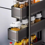 Portable Center with Wheels, Drawer, 4/3/2 Drawers, Exterior Shelving, Metal Countertop, Open Storage, Black/White Top