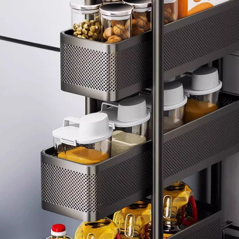 Portable Center with Wheels, Drawer, 4/3/2 Drawers, Exterior Shelving, Metal Countertop, Open Storage, Black/White Top