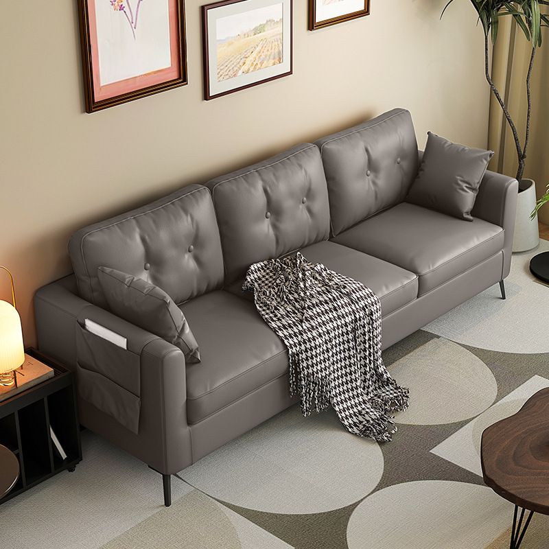 Contemporary Modern Solid Color Water Resistant Standard Sofa in Jade Green/Taupe/Amber Color for 3 with Receptacle Storage and 2 Pillows