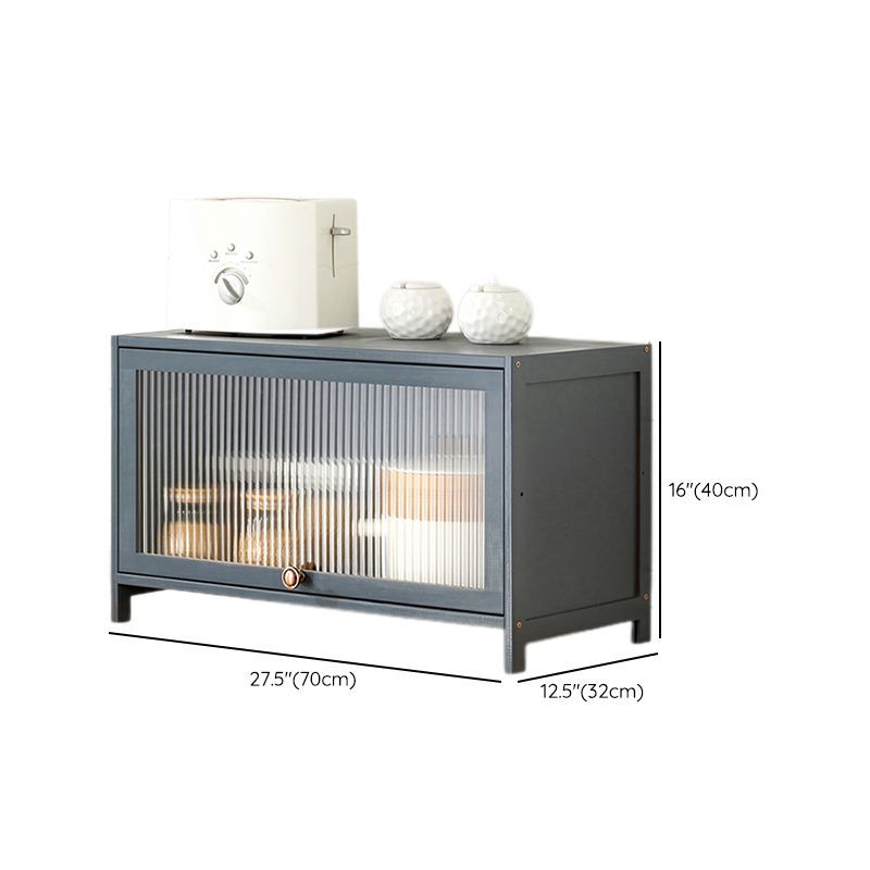 Simplistic Bambusa Standard Microwave Shelf Cabinet with Multiple Cabinets, Shelves, and Doors
