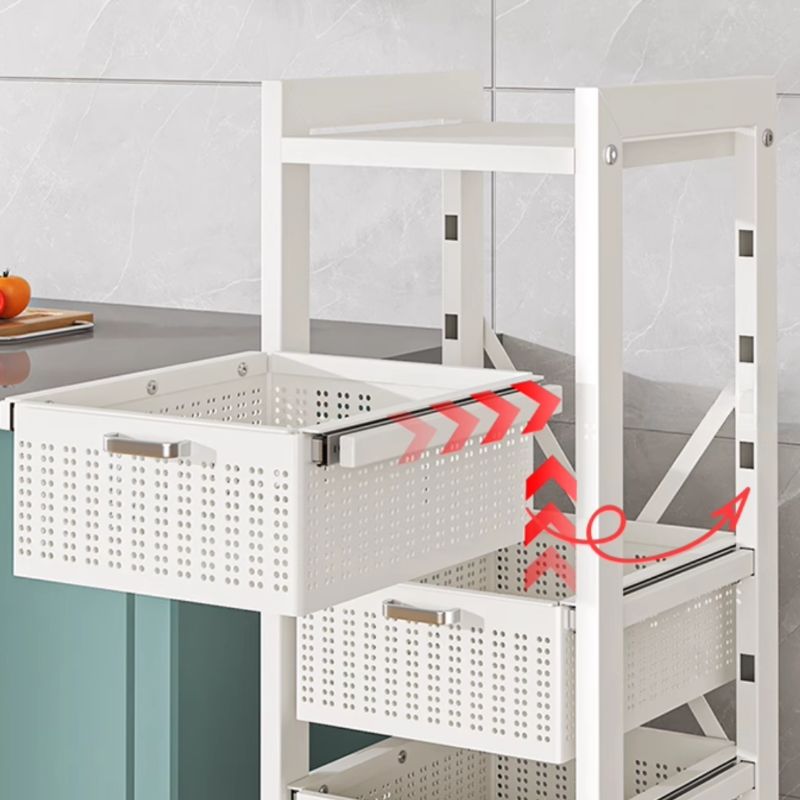 Portable Center with Metal Countertop, Basket, and 4/3 Baskets