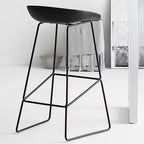 Casual Polymer Bar Stools in Midnight Black/Light Gray/White with Pail Seat and Leg Rest