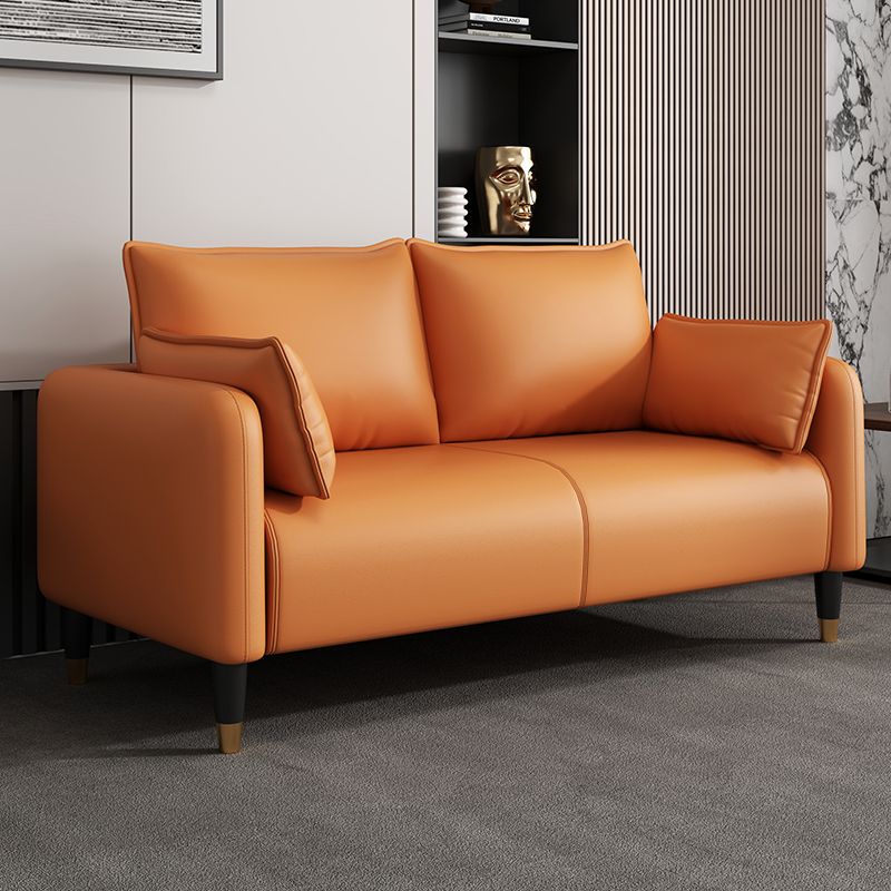 Drawing Room Sofa in Pu Leather with Cerulean/Mocha/Off-White Armrest