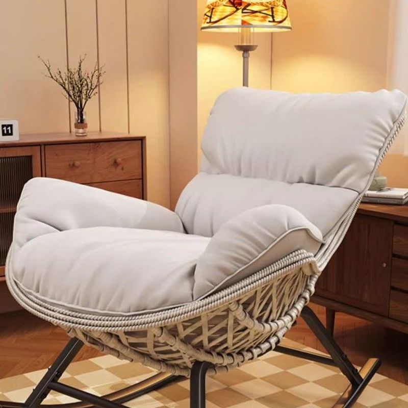 All-weather Cane Front Porch Rocking Chairs with Flared Arm and Stationary Rear Back