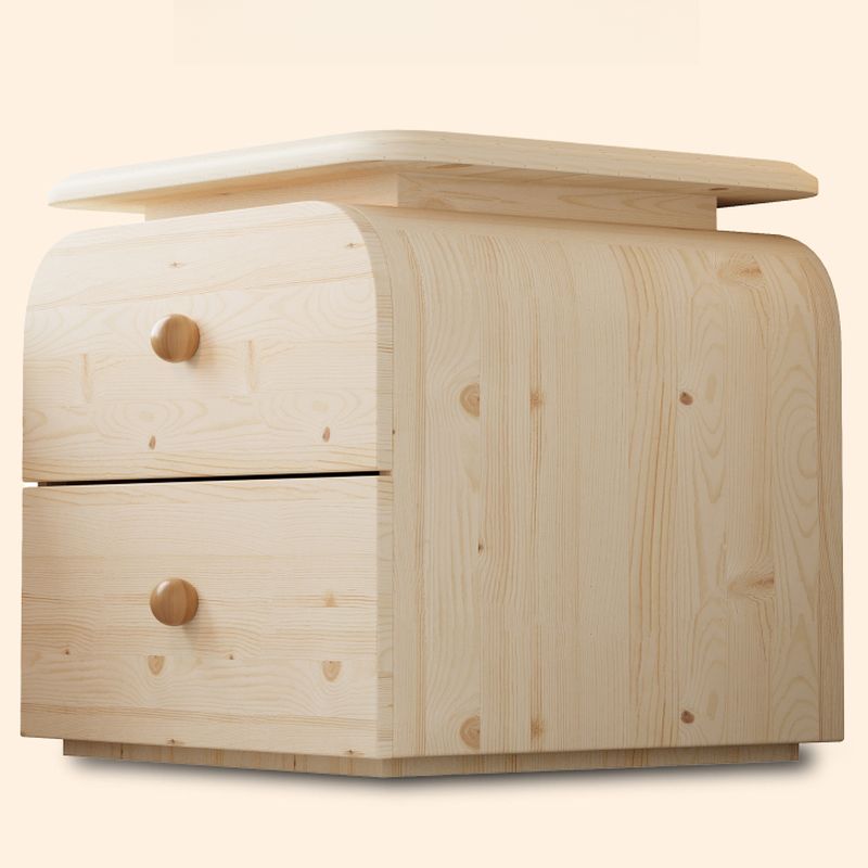 Modish Nightstand With Drawer Organization, 2 Drawers, and Natural Wood Countertop