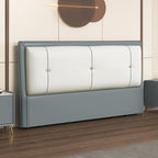 Trendy No Distressing Panel Headboard in Natural Wood, Rectangle Shape for Queen/Full Bed, Sponge Upholstery Fill, Standard Height