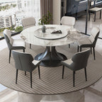 Stone Dining Table with Ink Base, Seating for 6/8, Anti-Fouling Sintered Stone Top