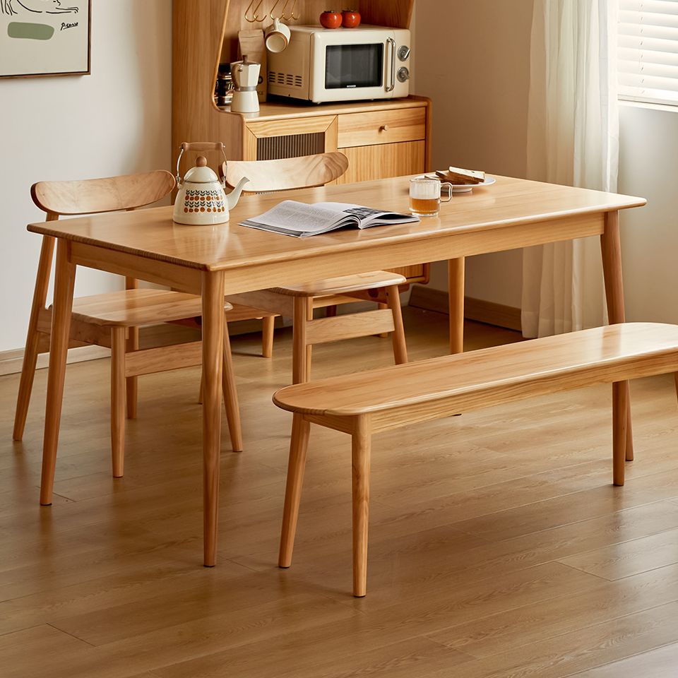 Modish Solid Wood Dining Table in Sepia/Wood Grain with Fixed Legs for Seats 4/Seating for 6