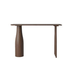 Coffee Wood/Natural Asymmetrical High Top Table in Natural Pine Wood with Three Legs and Upholstered Chair