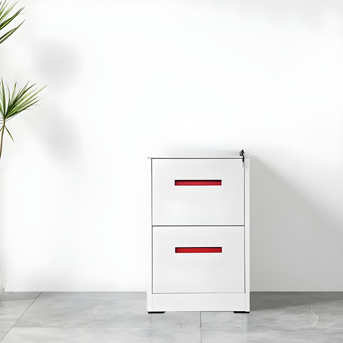 Modern Steel Vertical Filing Cabinet with Lock, Drawers & Self-Close Glides