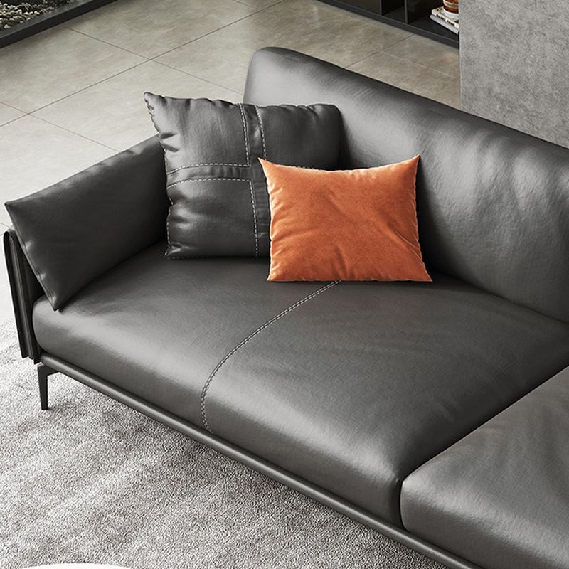 Contemporary Modern Solid Color Scratch-immune Standard Sofa/Loveseat/Single Sofa in Dark Gray with 4-seater/for 3/2 People, Receptacle Storage, and 4 Pillows/6 Pillows/2 Pillows