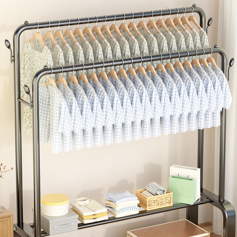 Contemporary Steel Coat Rack with Stockroom, 2 Shelves/4 Shelves/5 Shelves & Alloy Hook