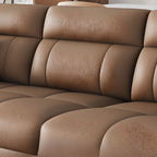 Contemporary Modern Solid Color Water Resistant Standard Sofa in Light Brown, 4-seater with 2 Pillows