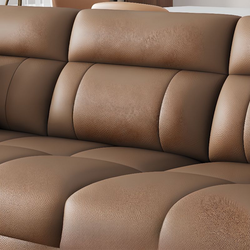 Contemporary Modern Solid Color Water Resistant Standard Sofa in Light Brown, 4-seater with 2 Pillows