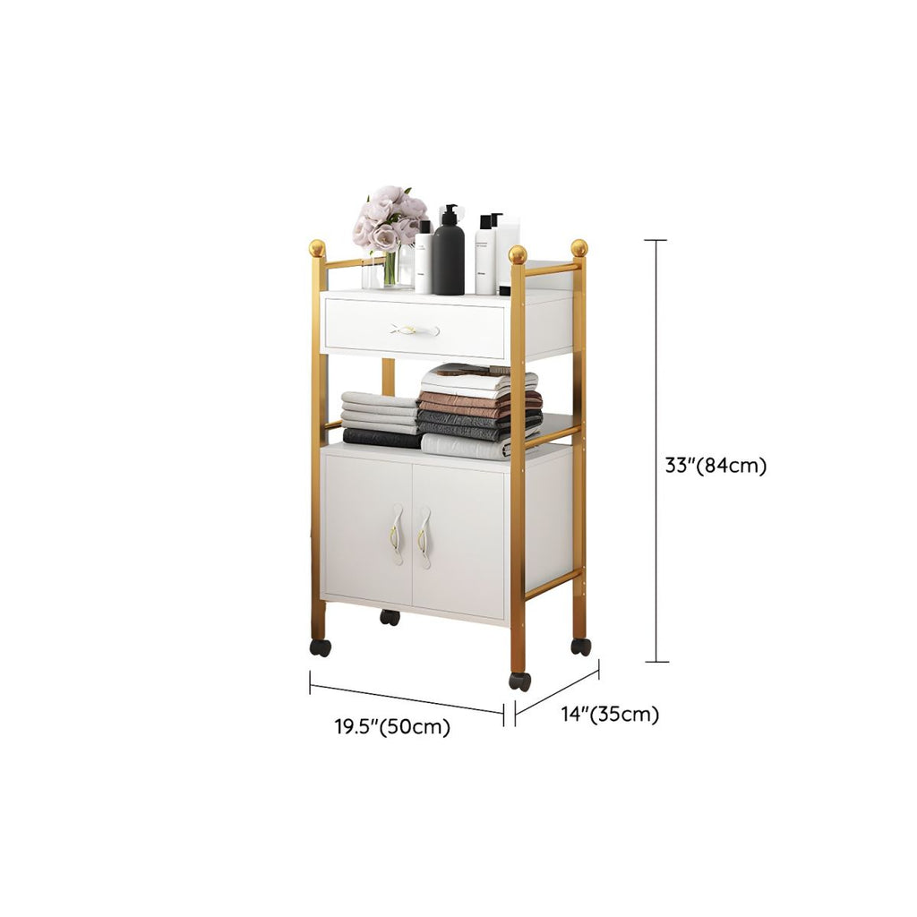 Metal Bracket Utility Carts Side Protection with Silent Casters and Storage Space