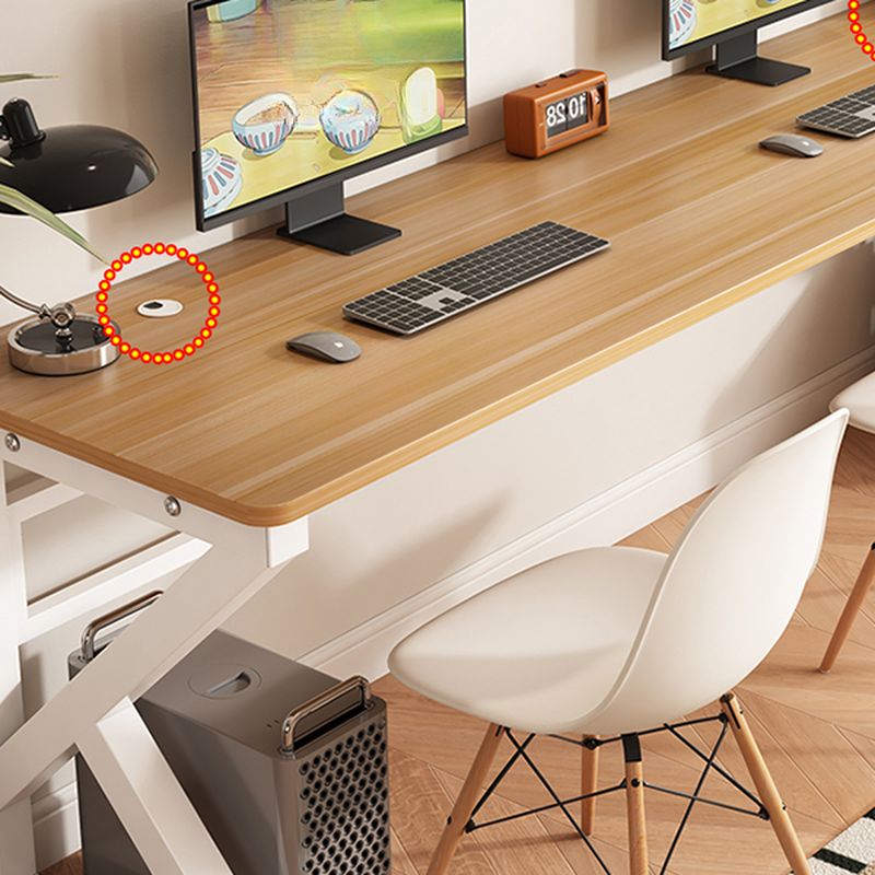 Minimalist Gaming Computer Desk in Midnight Black/Brown/Natural Finish, Distortion-resistant Sled Base with Independent Structure and Wire Management, Engineered Wood Top