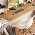Minimalist Gaming Computer Desk in Midnight Black/Brown/Natural Finish, Distortion-resistant Sled Base with Independent Structure and Wire Management, Engineered Wood Top