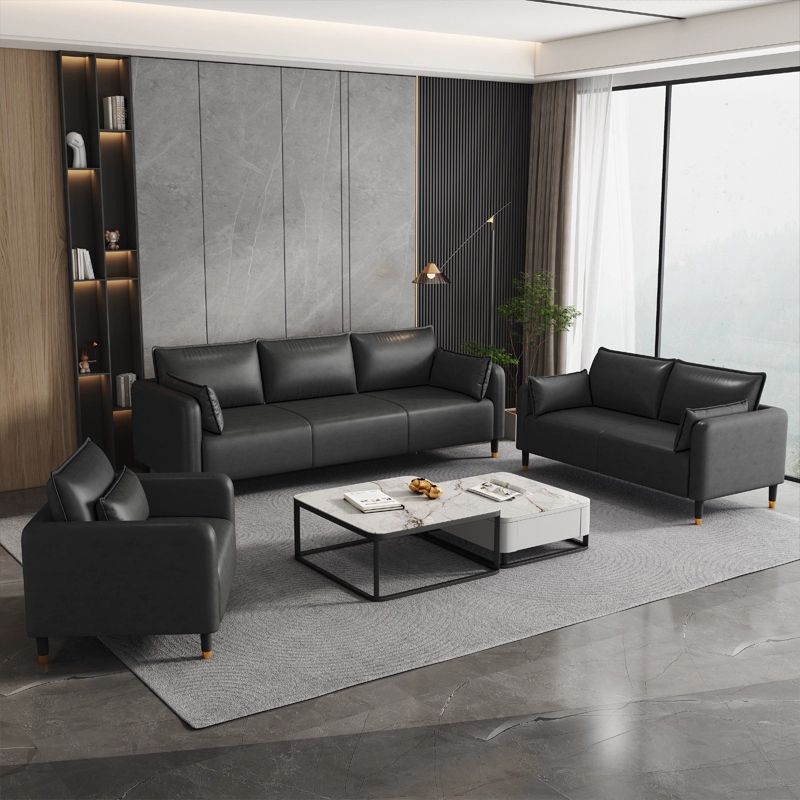 Modern Faux Leather Loveseat with Pillow Back and Foam Seat Fill