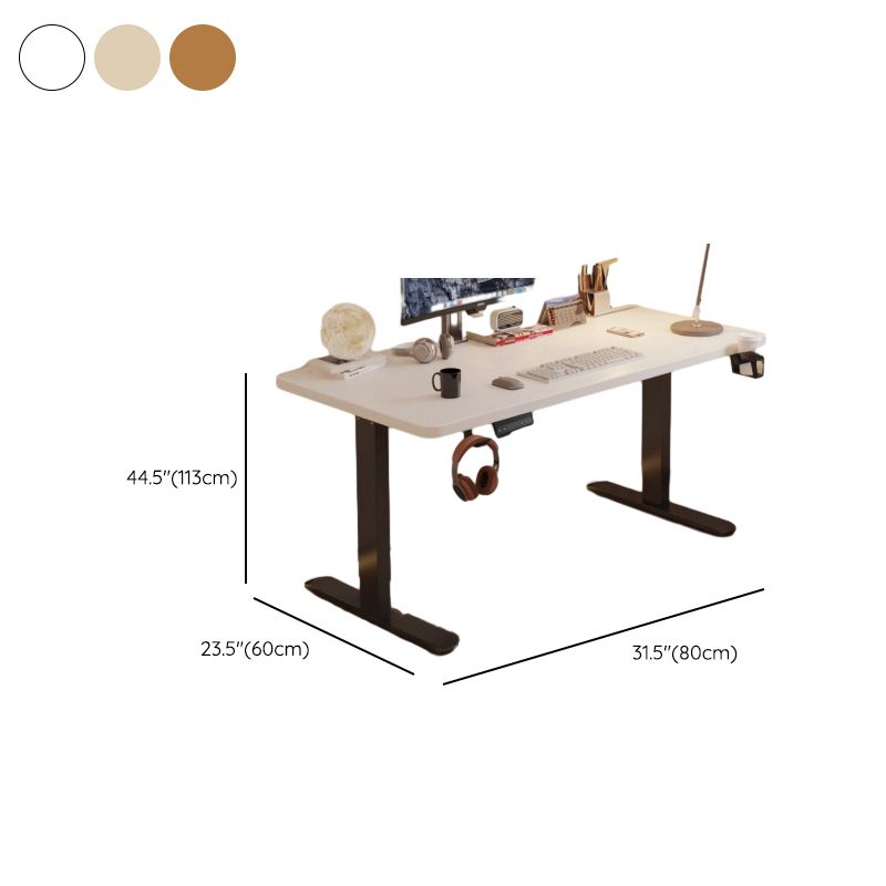 Timber Natural/Auburn/Chalk Distortion-resistant Floor Mounted Adjustable Height Standing Desk with T-Shape Base and Programmable Memory Controller in Modern Simple Style