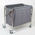 Pop Up Stainless Steel Frame Fabric Laundry Cart with Casters Laundry Room