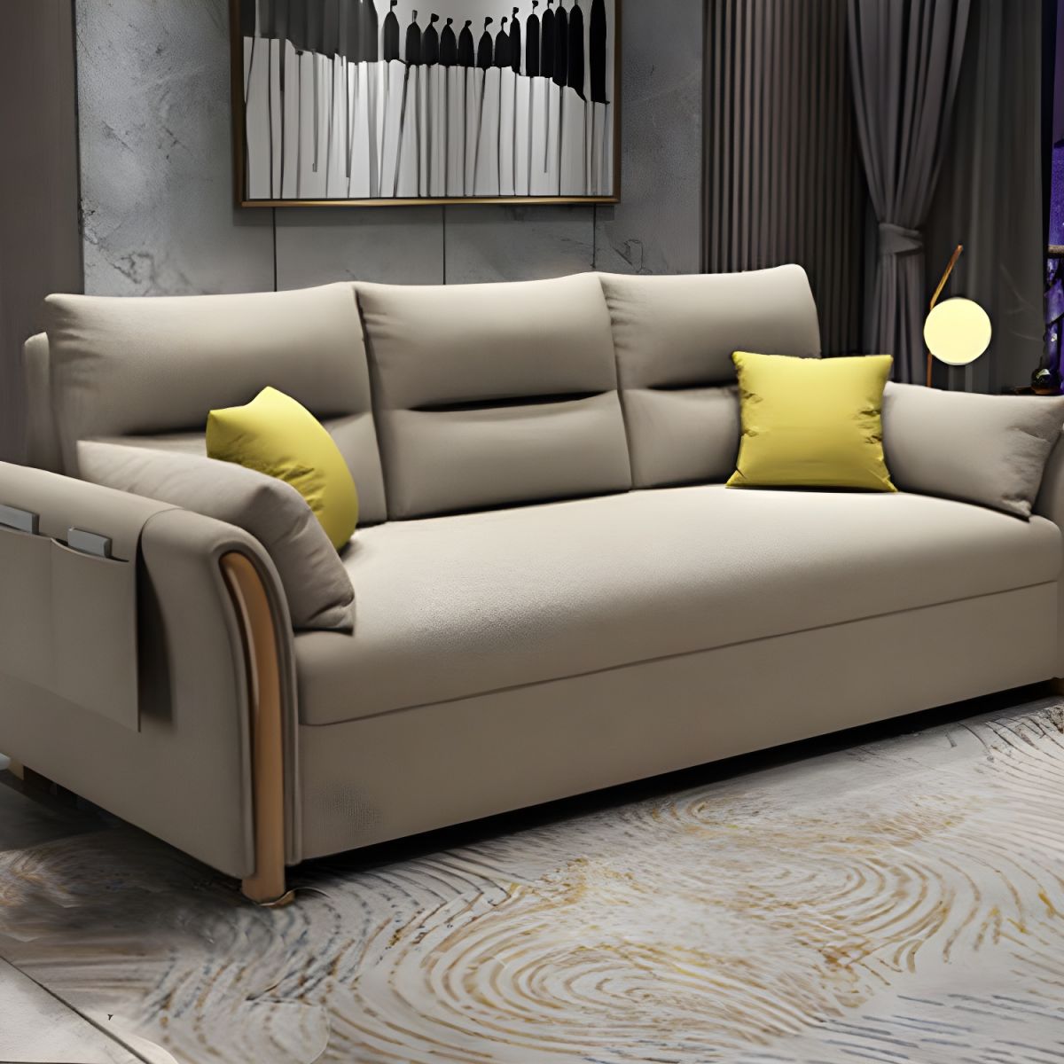 Fabric Sofa Bed Settee Furniture Flared Arm Latex Filled Sofa