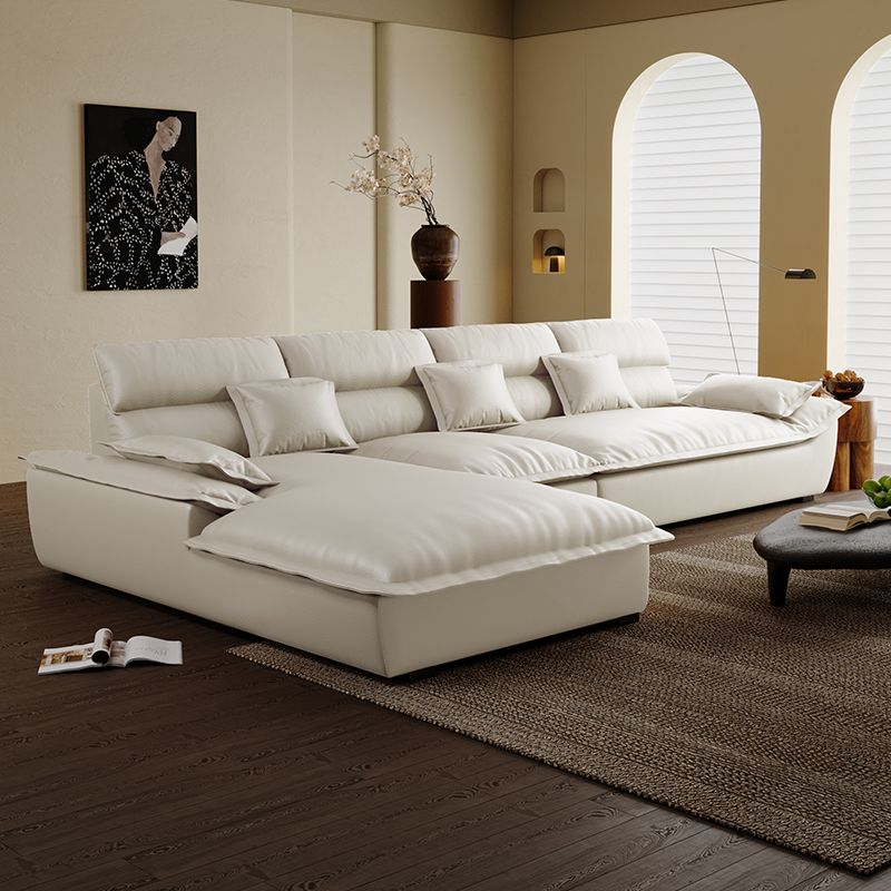 L-Shape Ink/White/Brown Sofa Recliner with Left Orientation