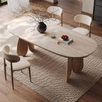 Auburn Double Pedestal Stone Kitchen & Dining Table for 6-seater/8 People with Anti-Fouling Sintered Stone Tabletop