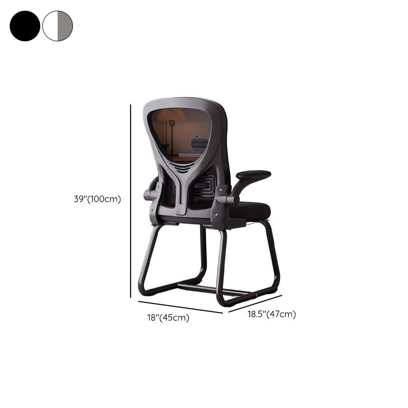 Simple Ergonomic Office Chairs with Upholstered Midnight Black/Light Gray Armrest and Lumbar Support, Featuring Flip-Up Armrest