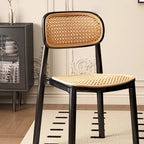 Art Deco Parlor Side Chair with Ventilated Back, Ink/Dark Gray/White Synthetic Material Legs, Pile-upon-able, and Foot Pads