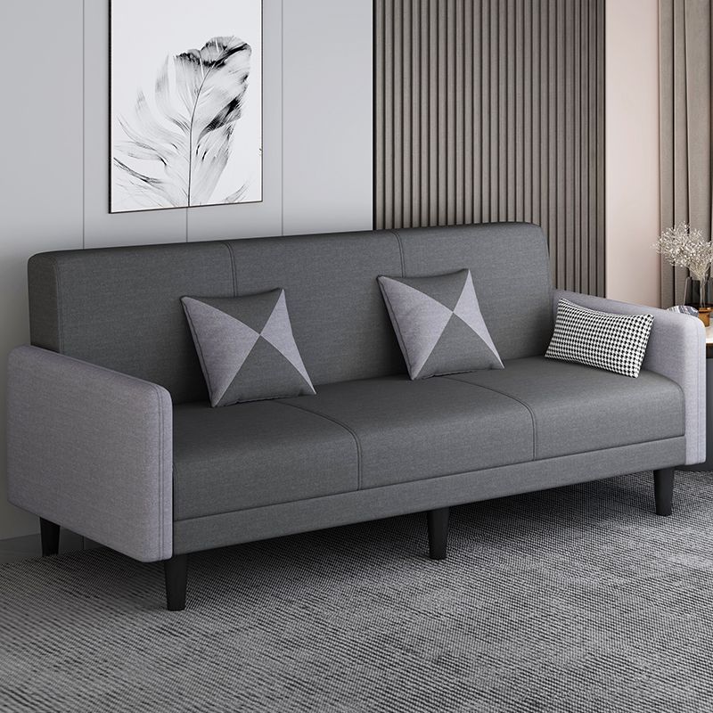 Convertible Sofa in Gray/Cerulean/Off-White with Armrest and 3 Pillows