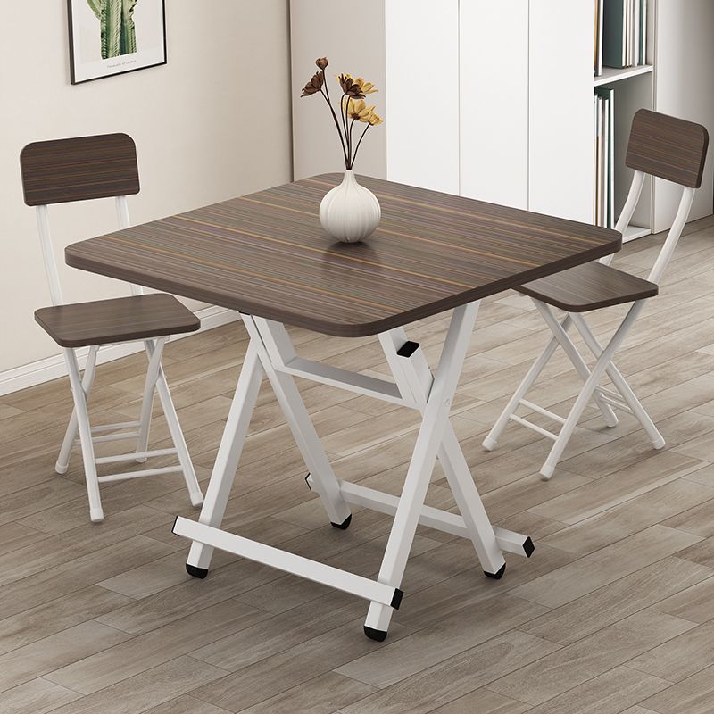 Composite Wood Dining Table with Crossed Legs, Foldable Square Top for 2-seater