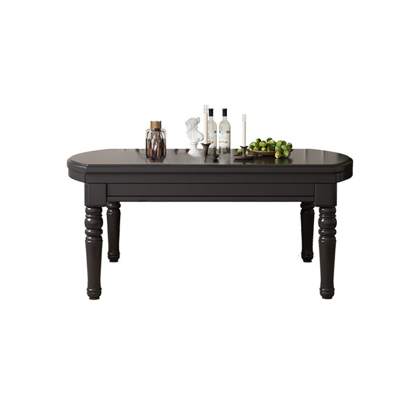 Contemporary Ink/Sepia Solid Wood Kitchen & Dining Table with Legs, Retractable Leaf, Waterproof for 4-person Seating