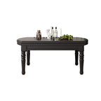 Contemporary Ink/Sepia Solid Wood Kitchen & Dining Table with Legs, Retractable Leaf, Waterproof for 4-person Seating